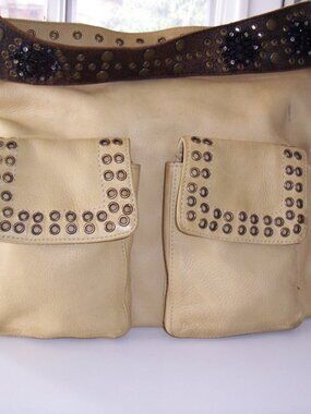 Betsy Johnson Bag, Very Soft Leather, Decorative Strap, Studs on Bag